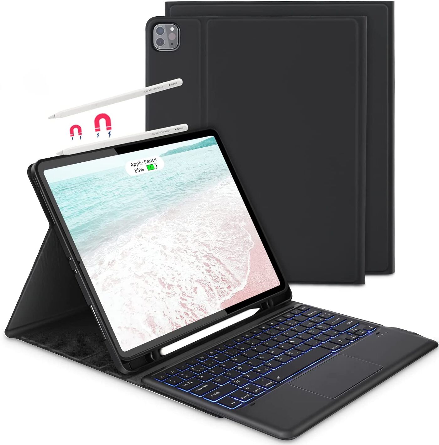 Клавіатура-чохол Jelly Comb Wireless 7 кольорів підсвічування для iPad 10.5" 2th gen Black