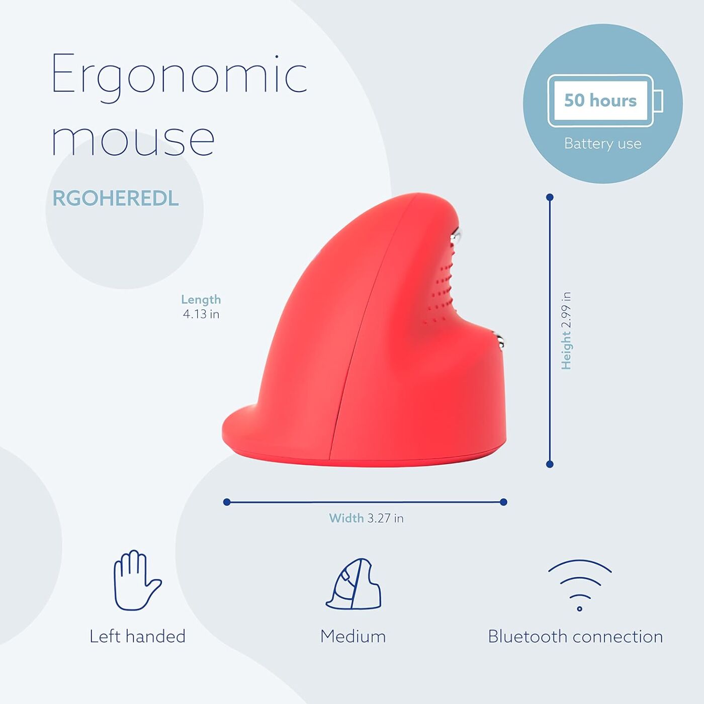 Бездротова комп'ютерна миша R-Go Tools HE ergonomic mouse Red Для лівої руки