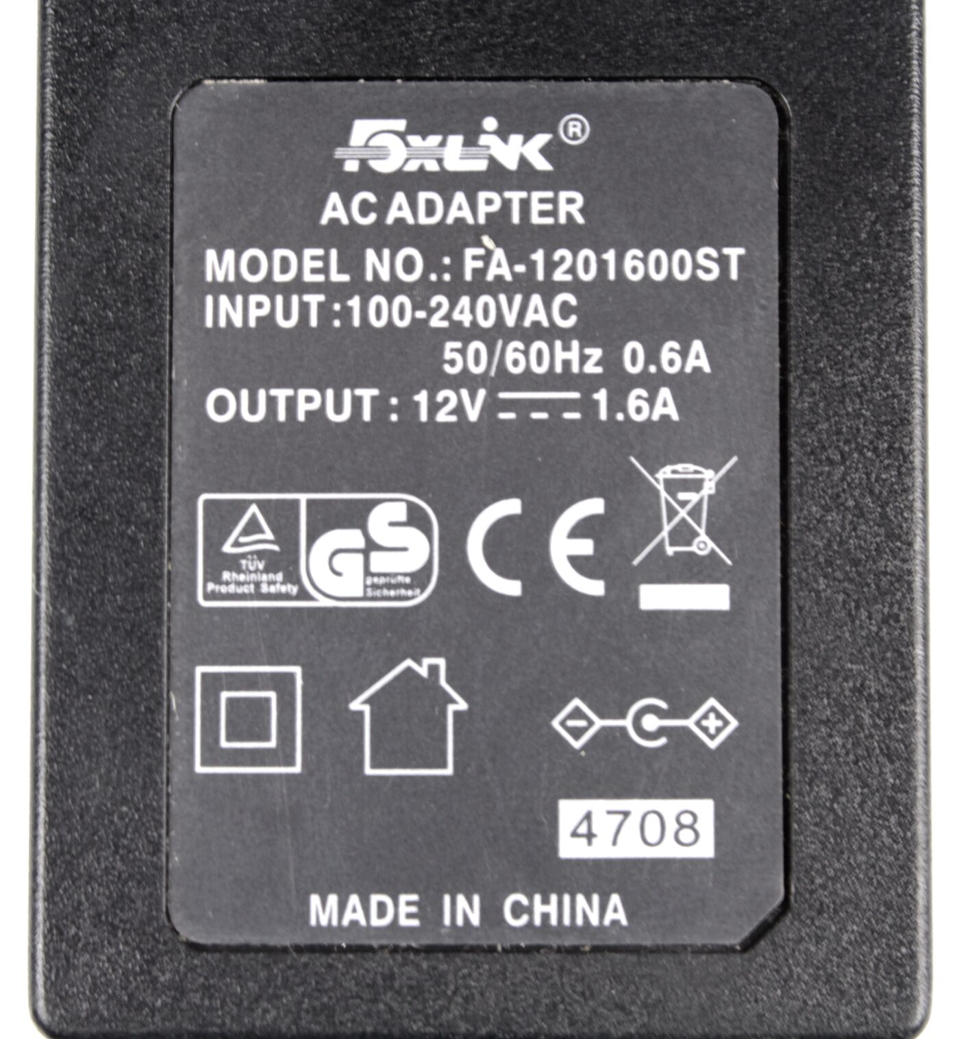 Блок живлення для Foxlink Black 12V 1.6A штекер 5.0 x 2.5 (FA-1201600ST) Уцінка