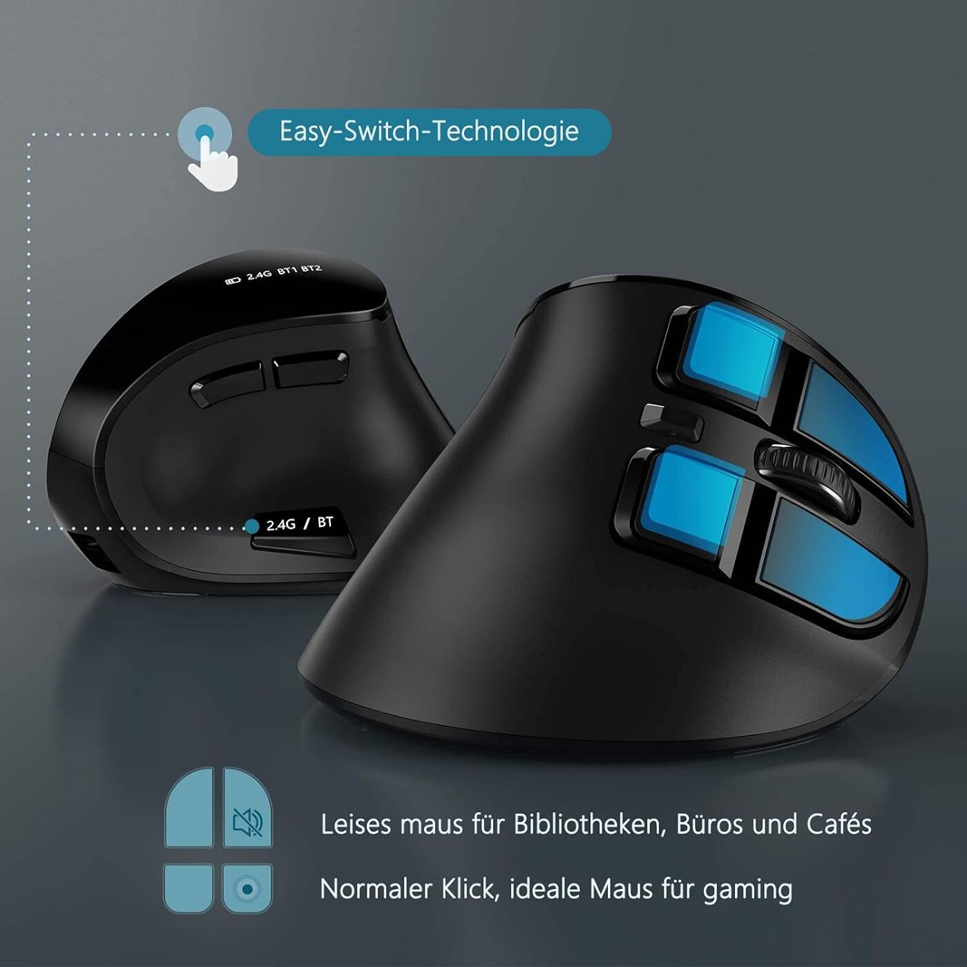 Комп'ютерна бездротова миша Seenda Ergonomic Black з дисплеєм (IWG-SGM01-DE) Уцінка