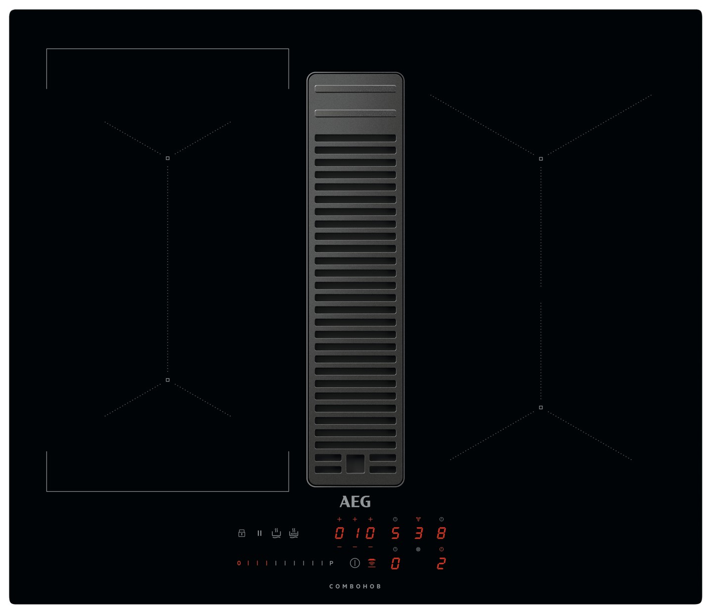 Індукційна варильна поверхня AEG IDE74243IB 72см з вбудованою витяжкою Black