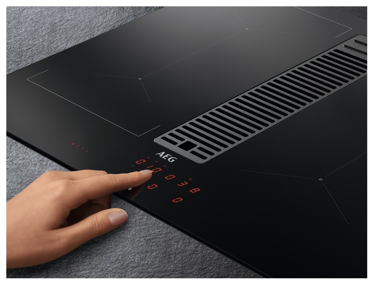Індукційна варильна поверхня AEG IDE74243IB 72см з вбудованою витяжкою Black